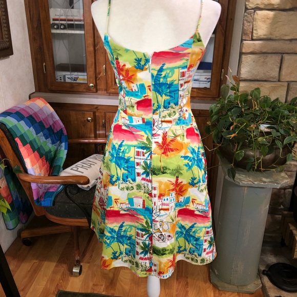 JESSICA HOWARD SIZE 4 SPAGHETTI STRAP LINED BODICE ZIPPER IN BACK RESORT WEAR - Picture 3 of 3